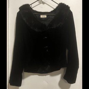 Neiman Marcus Exclusive Velvet & Faux Fur Jacket : Black